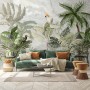 Green Tropical Forest with Parrot Wallpaper Mural