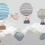 Kids Cartoon Hot Air Balloon and Airplane Wallpaper Mural