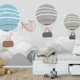 Kids Cartoon Hot Air Balloon and Airplane Wallpaper Mural