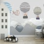 Kids Cartoon Hot Air Balloon and Airplane Wallpaper Mural