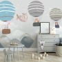 Kids Cartoon Hot Air Balloon and Airplane Wallpaper Mural
