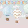 Kids Colorful Hot Air Balloon with Watercolor Flags Wallpaper Mural