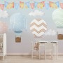 Kids Colorful Hot Air Balloon with Watercolor Flags Wallpaper Mural