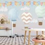 Kids Colorful Hot Air Balloon with Watercolor Flags Wallpaper Mural