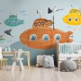 Kids Boys Watercolor Underwater with Submarine Wallpaper Mural