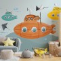 Kids Boys Watercolor Underwater with Submarine Wallpaper Mural