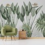 Vintage Palm Leaf and Colorful Birds Wallpaper Mural