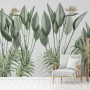 Vintage Palm Leaf and Colorful Birds Wallpaper Mural
