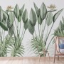 Vintage Palm Leaf and Colorful Birds Wallpaper Mural