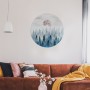 Foggy Forest with Rising Moon Landscape Circle Wall Decal Sticker