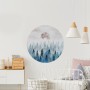 Foggy Forest with Rising Moon Landscape Circle Wall Decal Sticker
