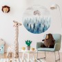Foggy Forest with Rising Moon Landscape Circle Wall Decal Sticker