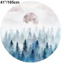 Foggy Forest with Rising Moon Landscape Circle Wall Decal Sticker
