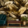 Elegant Golden Dead Leaf Wallpaper Mural