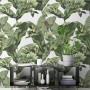 Green Tropical Bananana Leaves with Calla Lily Flowers Wallpaper Mural