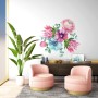 Watercolor Pink Protea with Ranunculus and Tulips Wall Decal Sticker