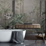 Retro Soft Forest with Stork Wallpaper Mural