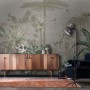 Retro Soft Forest with Stork Wallpaper Mural