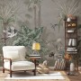 Retro Soft Forest with Stork Wallpaper Mural