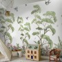 Kids Tropical Forest with Cute Rabbits Wallpaper Mural