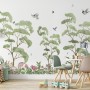 Kids Tropical Forest with Cute Rabbits Wallpaper Mural
