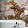 Tropical Leaf Painting with Brush Strokes Wallpaper Mural