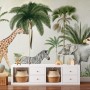 Kids Wild Tropical Animals with Palm Trees Wallpaper Mural