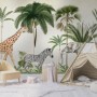 Kids Wild Tropical Animals with Palm Trees Wallpaper Mural