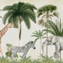 Kids Wild Tropical Animals with Palm Trees Wallpaper Mural