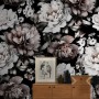 Vintage Dark Large Peony Flower Wallpaper Mural