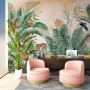 Tiger and Tropical Leaves Wallpaper Mural