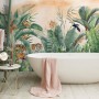 Tiger and Tropical Leaves Wallpaper Mural