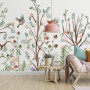Spring Flower with Birds  on the Trees Wallpaper Mural