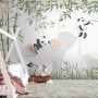 Panda Bear on Elephant Wallpaper Mural