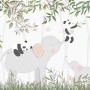 Panda Bear on Elephant Wallpaper Mural