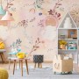 Nursery Cute Clouds with Leafs Wallpaper Mural