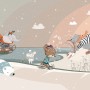 Nursery Snowy Landscape with Cute Cartoon Animals Wallpaper Mural