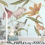 Nursery Tropical Animals with Flowers Wallpaper Mural