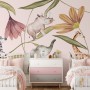 Nursery Tropical Animals with Flowers Wallpaper Mural