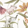 Nursery Tropical Animals with Flowers Wallpaper Mural