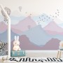 Kids Soft Misty Mountain Landscape and Old Hot Air Balloons