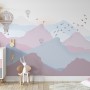 Kids Soft Misty Mountain Landscape and Old Hot Air Balloons