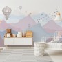 Kids Soft Misty Mountain Landscape and Old Hot Air Balloons