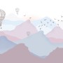 Kids Soft Misty Mountain Landscape and Old Hot Air Balloons