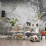 Monochrome Grunge Leaf with Splash Wallpaper Mural