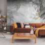 Monochrome Grunge Leaf with Splash Wallpaper Mural