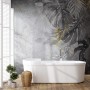 Monochrome Grunge Leaf with Splash Wallpaper Mural