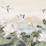 White Lotus Floral and Crane Birds Wallpaper Mural