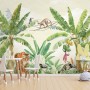 Watercolor Safari Animals in the Rainforest Wallpaper Mural for Kids