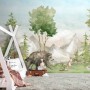 Kids Watercolor Coniferous Forest with Animals Wallpaper Mural